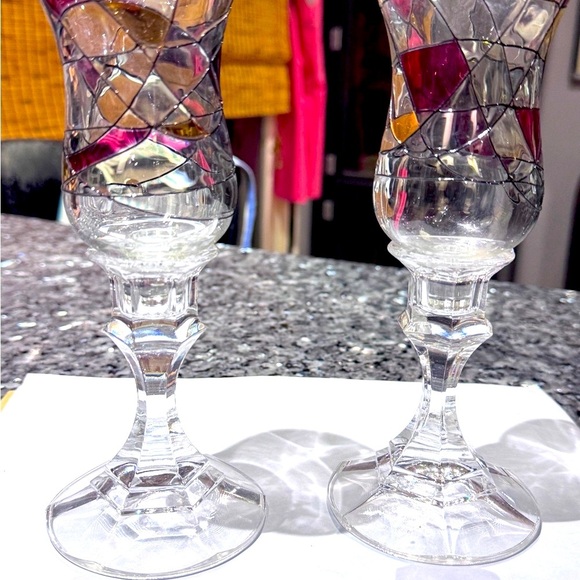 ✨ Vintage Partylite Mosaic Stemmed Votive Candle Holders – Rare & Unused”✨ - Picture 1 of 16